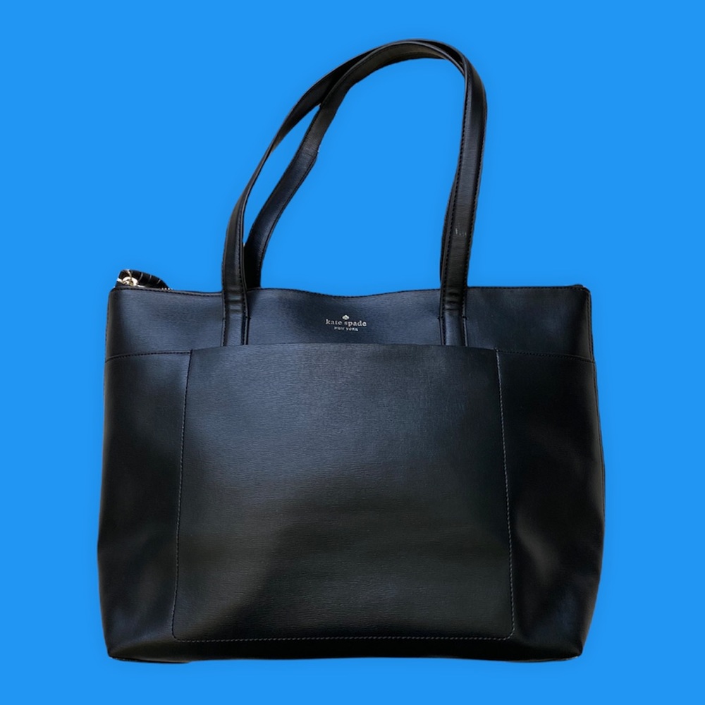 Kate Spade Black Leather Tote EUC